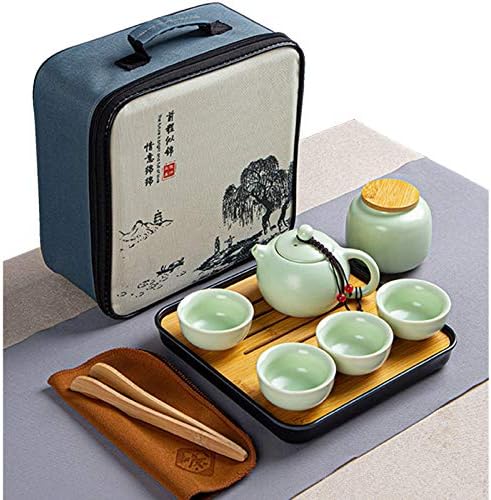 Conjunto de chá de viagem portátil de Leyin - Conjunto de chá artesanal de gongfu com lata de chá, bules, xícaras de chá,