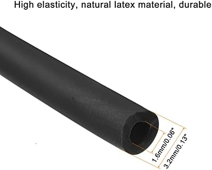 Meccanixity Natural Latex Rubber Tubing 1/16 ID 1/8 OD 10ft preto altamente elástico para fitness de exercícios esportivos