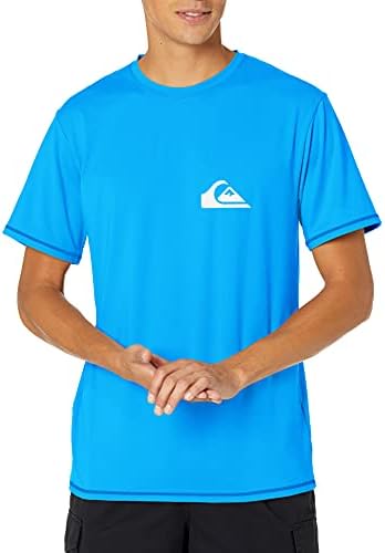 Quiksilver Men's Solid Streak de manga curta Rashuguard UPF 50 Sun Protection Surf Shirt