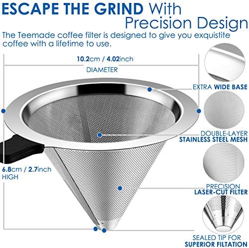 Tamanho pequeno Despere sobre o filtro de café sem papel despeje sobre o gotejador de café Manual de café em aço inoxidável,