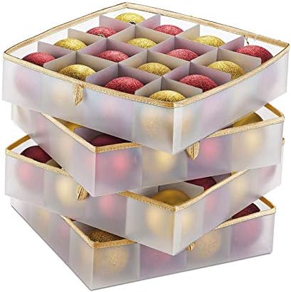 Caixas de ornamento de Natal da USSuma com ornamento de fechamento com zíper 64 BauBles Baubles Caixa de armazenamento Ornamento Acessórios