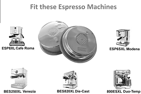 Davix [conjunto de 2] xícara única + xícara dupla, cesta de filtro de café expresso pressurizada de 51 mm, parede dupla de aço inoxidável, peças de reposição para Breville Cafe Roma Espresso Modelo Esp8xl & Cuisinart EM-100FBS