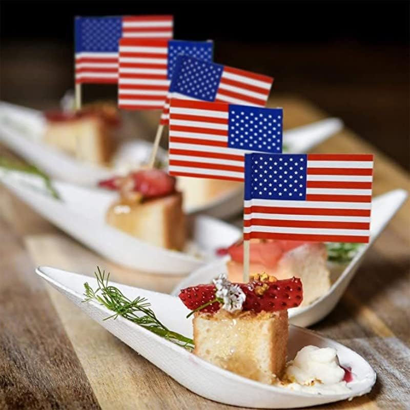 24 PCs Independence Day decoração EUA Mini Flags Cupcake Toppers Bandeira Americana Bandeira de dente Flag Small Mini Stick