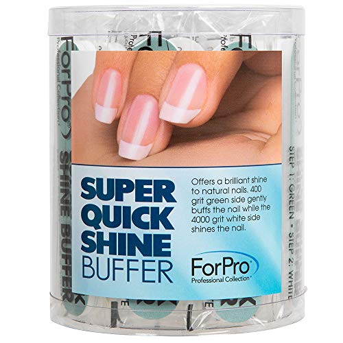 FORPRO Coleção Profissional Super Quick Shine Buffer de 2 vias, Green 400/White 4000 Grit, Manicure e Pedicure Unhes Buffers de Manicure e Pedicure, 3,5 ”L x .75” W, 25 CONTAGEM