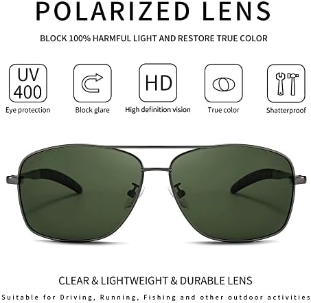 Óculos de sol para aviadores polarizados masculinos da Sungait Men