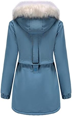 Daseis Fleece forrado jaqueta parka com capuz, casaco de inverno para feminino de manga longa e longa botão casual para baixo