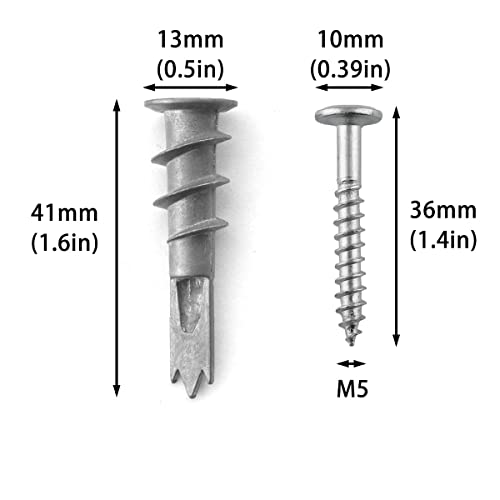 DGHAOP 20Sets âncoras de autoconfiança de drywall com parafusos kit de parafusos - parafusos de 20pcs m5x35mm e 20pcs 13x41mm Tubos de expansão de liga de zinco de 13x41 mm