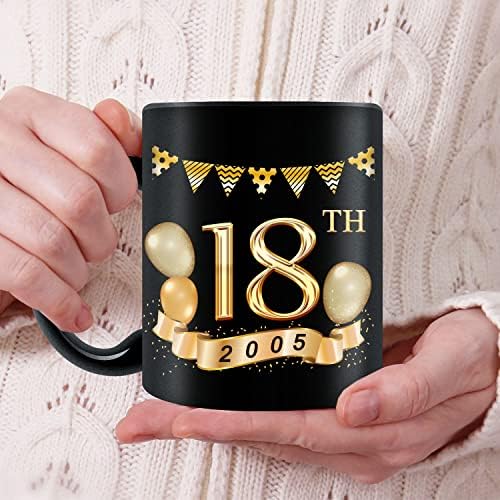 Greatingreat 2005 Informações antigas - caneca de 18 anos, feliz festa de 18 anos, completando 18 anos, 18º aniversário para ela e ele, caneca de dezoito anos, aniversário de marco