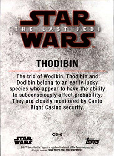 2018 Topps Star Wars The Last Jedi Série 2 Potões do Canto Bight CB-6 Thodibin Collectible Movie Trading Card