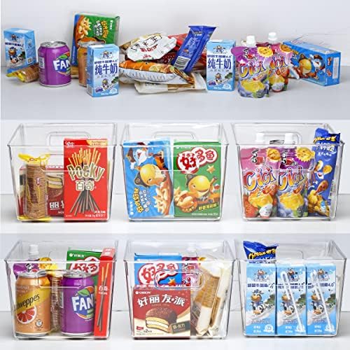 Mulsame Plastic Kitchen Organization Pantry Armazenamento de caixas transparentes para geladeira, freezer, armário de cozinha, cestas de armazenamento de alimentos domésticos, quartos, banheiros, BPA grátis, 4 pacote