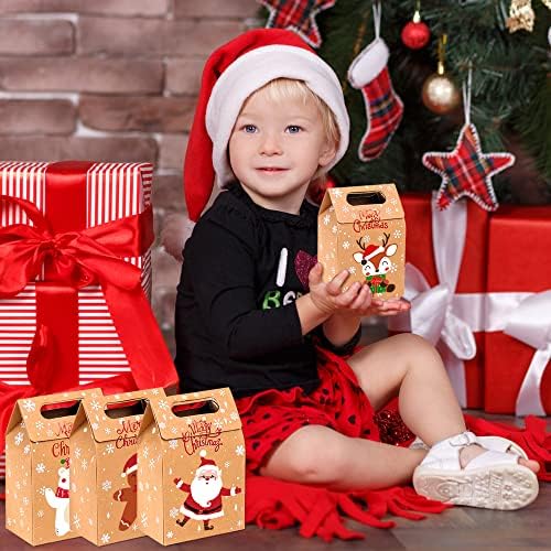 DIYDEC Christmas Kraft Paper trata caixas, 24pcs Boxias de doces de XMAS Caixas de bolsas de presente para a festa de Natal