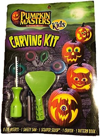 Pumpkin Masters Kids Halloween Jack O Kit de escultura em lanterna inclui 4 padrões para crianças 100234