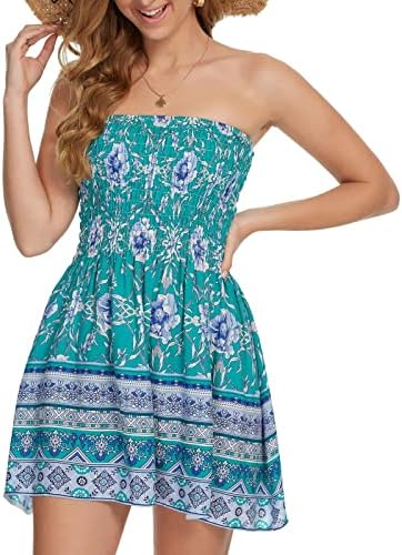 Tee Dress Summer embrulhado impressão flagrais feminino de praia vestido de praia bohemian peito casual feminino vestido