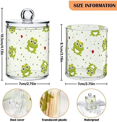 Frog Cotton Swab Suports Recipientes de banheiro Jars com tampas conjuntos de algodão Round Boldre Round Solder para algodão Ball Cotton Swab Rodas de algodão Armazenamento de banheiro do banheiro, 2 pacote