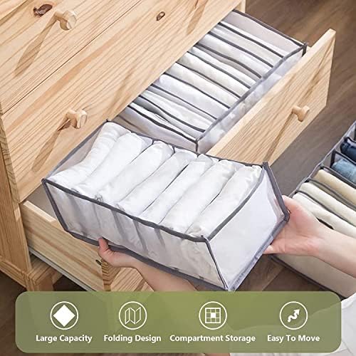Qulit 7 Grids Roupas Organizador 4pcs, Organizador de roupas dobradas para armário, caixa de armazenamento de roupas de gaveta lavável Caixa de armazenamento