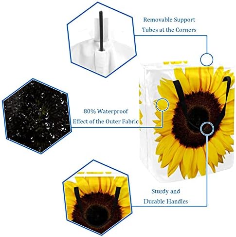 Linda lixeira de cesta de lavanderia de girassol com alças para cesto, quarto de crianças, armazenamento de brinquedos