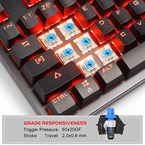 Teclado de jogos mecânicos - MK1 RED LED LED -TECKBARAÇÕES MECÂNICAS - TECLADO DE COMPUTADOR DE MECÂNICO DE MECÂNCIA DE PEQUENA PEQUENO 87