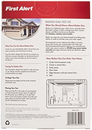 First Alert Co615 Plug-in Alarm com backup da bateria e exibição digital, kit de teste de gás branco e radônio, RD1