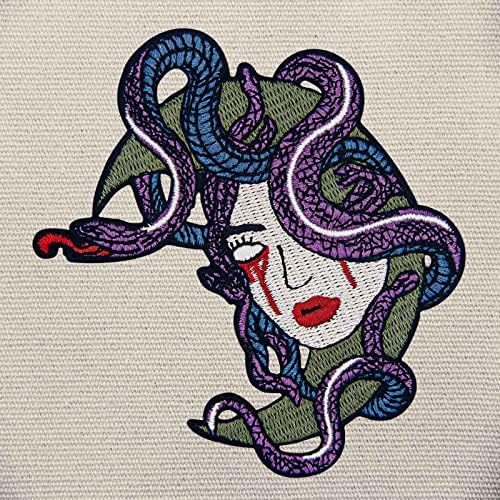 Sangramento Medusa Snake Winding the Moon Patch Bordous Applique Blegge ferro em costura no emblema