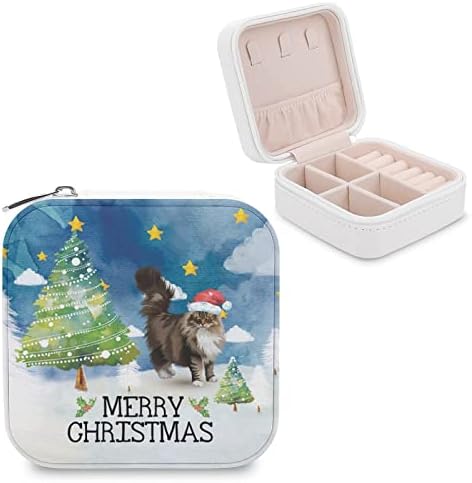 Feliz Natal cachorro animal de estimação PET Miniature Pinscher Jewelry Box Women Leather Small Jewelry Organizer Jóias