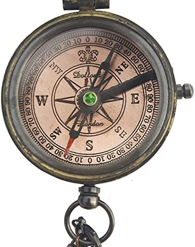 Prime Decor Anniversary Brass Pocket Compass com saudação especial gravada - idéias de presentes românticos para ele/ela