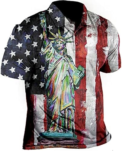 Camisas masculinas de verão Men's Patriótico Desemperança Dia American Flag Classic Fit Shirt Anime T camisetas