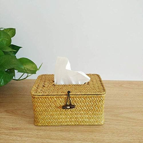 Scdzs Caixa de lenço de palha artesanal-sala de estar de estar de estar de trabalho criativo de papel higiênico criativo