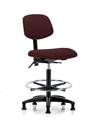 Labtech Seating LT41892 Tecido High Bench Chair Nylon Base, inclinação, anel de pé cromado, desliza, Borgonha