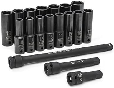 Gearwrench 18 peças 1/2 Drive Deep Metric Impact Socket Set - 89096