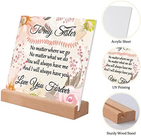 Funnli Graduation Gifts for Sister Acrylic Plening With Sayings - Irmã Presentes de aniversário da Sister Desk Decorações - Anniversary