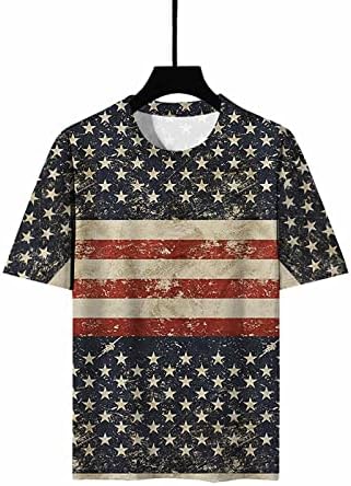 T-shirt de impressão gráfica patriótica para mulheres redondo de manga curta de mata curta 2023 camisas de verão da moda