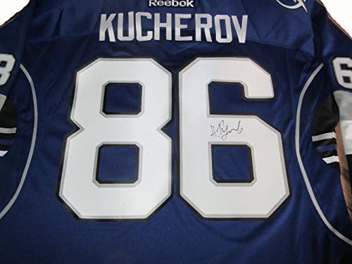 Nikita Kucherov autografou a camisa personalizada com prova, imagem da assinatura de Nikita para nós, All Star, Stanley Cup