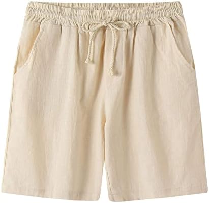 Shorts de linho de algodão meymia masculino, 2023 Summer Men Men casual Color Solid Lace-up Caminhadas ao ar livre curtas calças