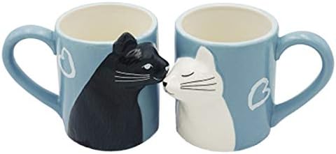 Casamento de aniversário. Casal de presente de caneca para capa de café para gatos de aniversário combinando copos e garrafas muito