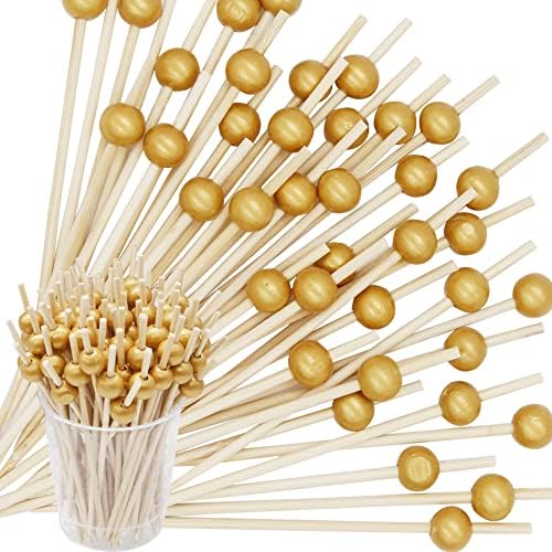 Eutenghao 200pcs Cocktail escolhe palitos de dente de coquetéis de bambu de 4,7 polegadas, espetos de coquetéis para astomotores