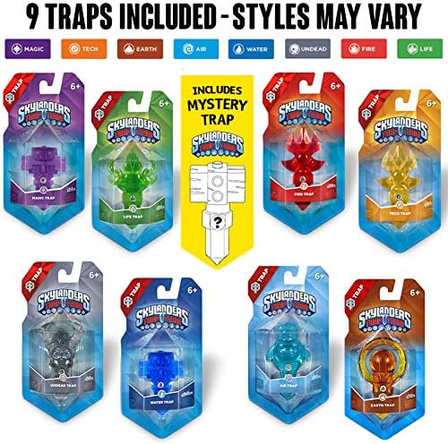 Skylanders Trap Team elemento TRAP PACK 9 TRAPSIDADES DE COLORBOXCRATE - Inclui armadilha de incêndio, armadilha de tecnologia,