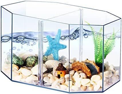 Tanque de peixes pequenos - Mini Betta Bow Tank Tiny Tiny Aquarium Tank - Inclua decoração de estrela do mar e cascalho