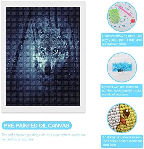 Ártico Snow Wolf Diamond Pintura Kit de Arte Fotos Diy Full Drill Acessórios para residências Presente para adultos para decoração de parede em casa 12 x16