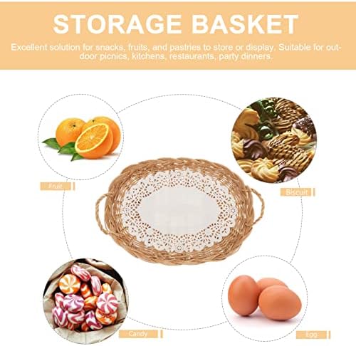 Libe de armazenamento de plástico de homoyoyo Pão de cesta de cesta oval de vime de vime de vime de cesta de cesta de vime