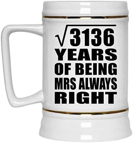 Projeto Raiz quadrada do 56º aniversário de 3136 anos MRS sempre certa, 22 onças de caneca de caneca de cerâmica de cerveja
