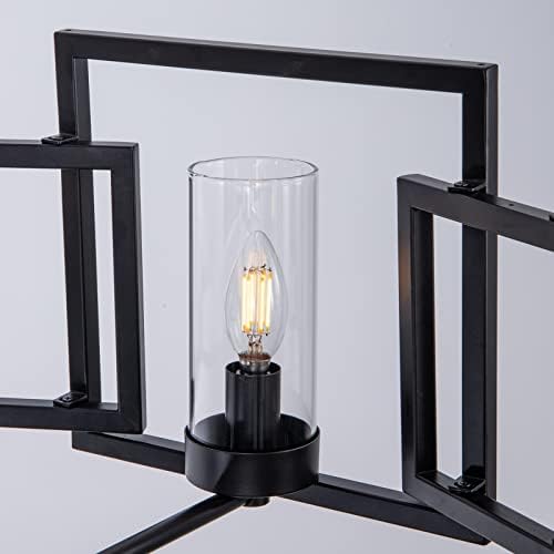 Lustre de fazenda preta Tochic Black 36 polegadas, 8 Luzes Lustres de Rodas de Vagon para Sala de Jantar, Luminária Moderna