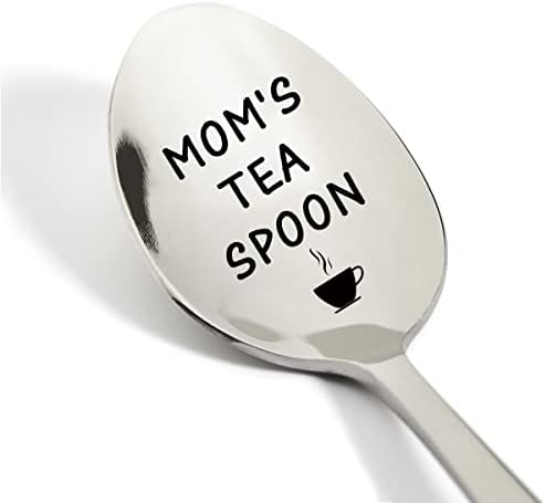 Aço inoxidável gravado por colher de chá da mãe, presentes para amantes de chá para mamãe ela de filha filho, colher de chá