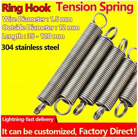 Máquinas de construção industrial tensão mola 304 aço inoxidável gancho de anel de tensão bobina de mola de mola de mola diâmetro
