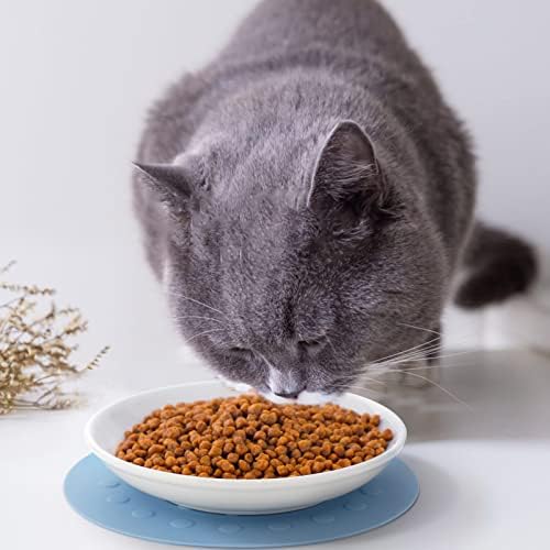 Placas de comida de gato cerâmica dorakitten: gato tigelas de alimentos molhados gatos alimentando tigelas largas para estressar