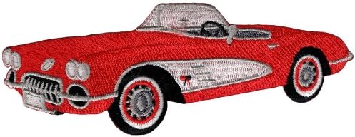Red Convertible Car Patch Bordoused Iron-on Automobile