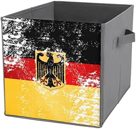 Retro Alemanha Bandeira Bandeira Bandeira Cobrinista Cubos Organizador com alças duplas caixas de armazenamento de tecido Insere gavetas