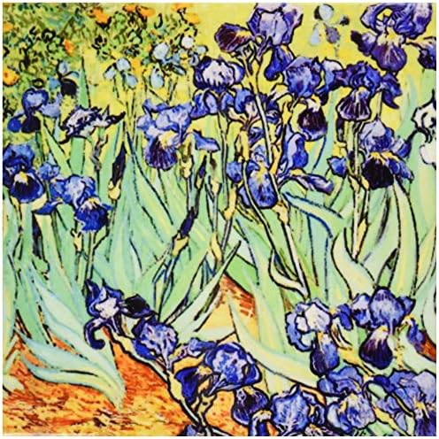 3drose CST_155630_3 Irrises por Vincent van Gogh 1889 Flores-Púrcões Iris Coasters de ladrilhos de jardim-cerâmica, conjunto de 4