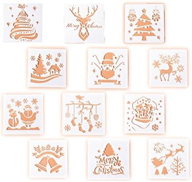 12pcs Journal Modelos de pintura de decoração desenho de desenho rápido de Natal Casa de Natal Home Tecido reutilizável