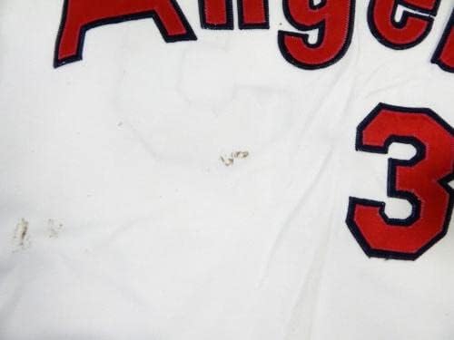 1986 Salem Angels 33 Game usou White Jersey 44 DP24799 - Jerseys MLB usada para jogo MLB