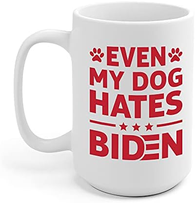 Engraçado até meu cachorro odeia Biden, conservador e anti-Biden Political 86 46 Caneca Caneca Mulheres